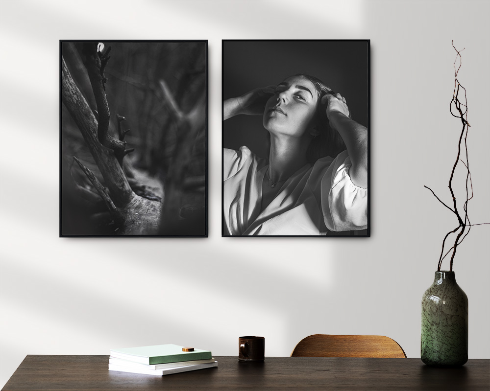 Mockup av egne fotografier i svart-hvitt